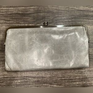 HOBO Lauren Wallet Clutch Grey Leather
